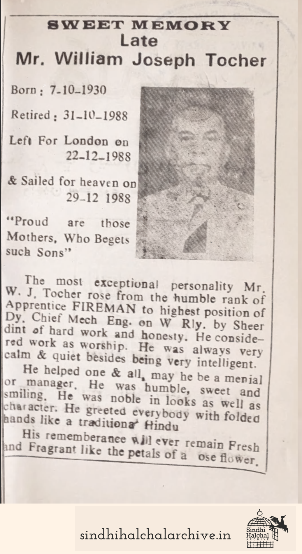 Image of AD Late
Mr. William Joseph Tocher